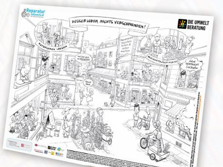 Cover des Ausmal-Posters BESSER LEBEN - NICHTS VERSCHWENDEN