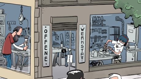 Gemeinsam reparieren in der Offenen Werkst&auml;tte.