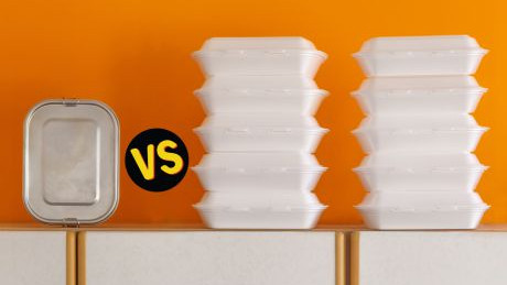 Eine Mehrwegverpackung versus 10 Einwegverpackungen