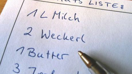Einkaufsliste f&uuml;r Lebensmittel
