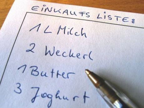 Einkaufsliste f&uuml;r Lebensmittel