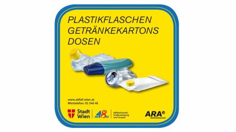 Aufkleber f&uuml;r Mistk&uuml;bel zum Sammeln Plastik und Metall