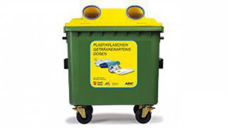 Mistk&uuml;bel der MA 48 f&uuml;r Plastikverpackungen, Getr&auml;nkekartons und Dosen